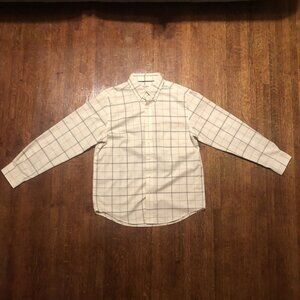 St. John's Bay White/Beige/Red/Black Iron-Free Plaid Button-Down Shirt  M
